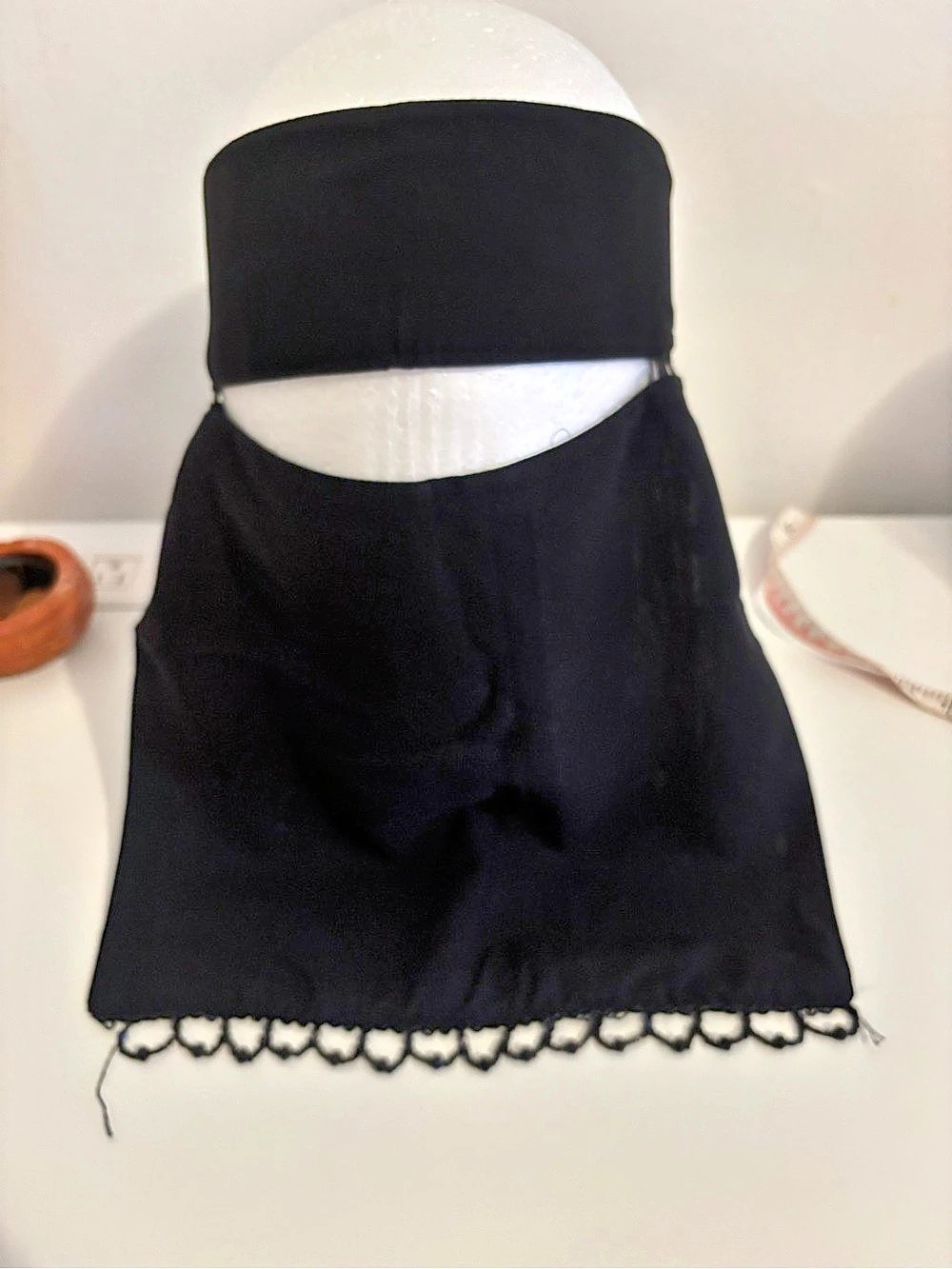 Bedoon Esm Black Niqab with Beaded